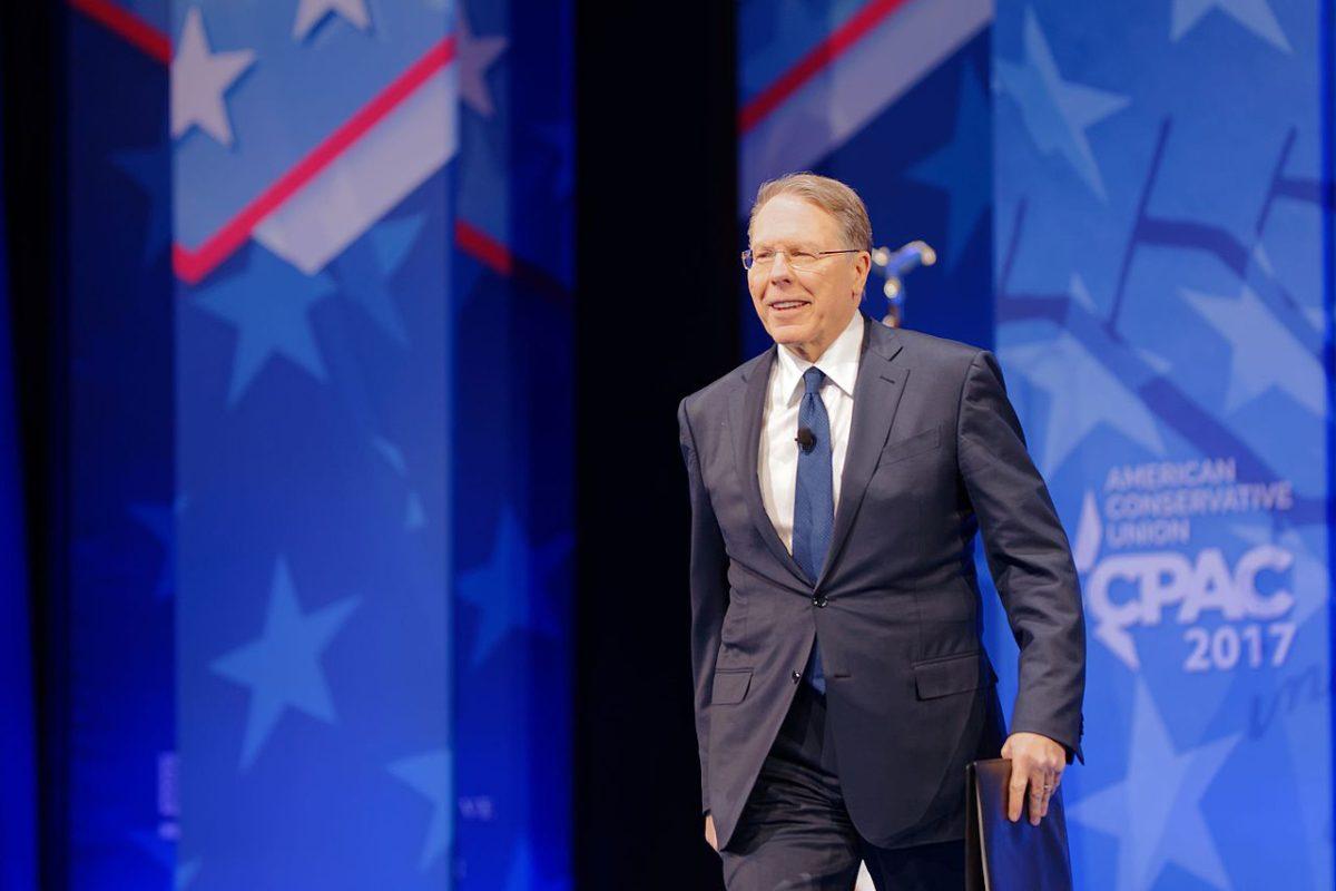 NRA CEO Wayne LaPierre speaks in front of 2017 The Conservative Political Action Conference in Maryland. Photo courtesy of Wikimedia commons