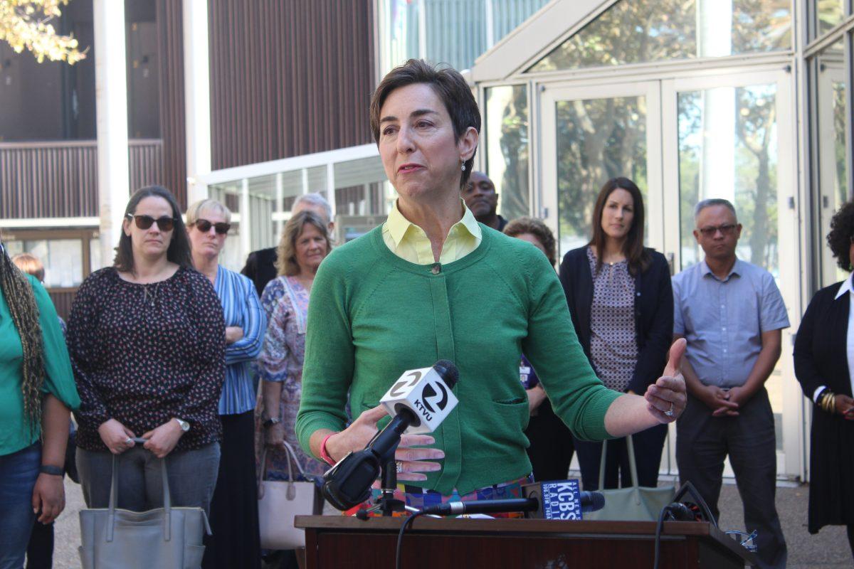 Santa Clara County District 4 Supervisor Susan Ellenberg speaks to the press about the 100-Day Challenge. Vicente Vera/Spartan Daily