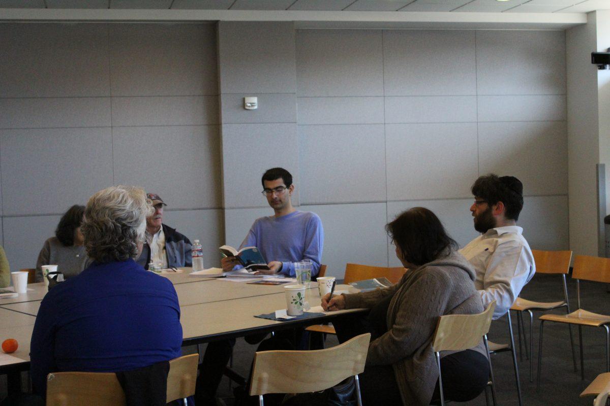 The &#8220;Coming to America&#8221; reading group discuss the book &#8220;Tevye the Dairyman and Motl the Cantor&#8217;s Son,&#8221; a depiction of the anti-Semitism fueling Russia&#8217;s Pogrom. Paul Hang/Spartan Daily