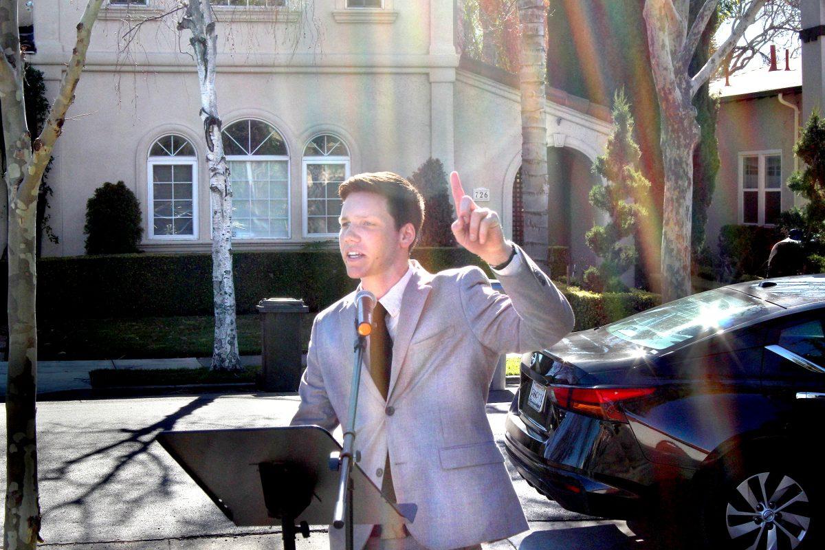 19-year-old San Jose City Council District 6 candidate Marshall Woodmansee condemns a proposal to build a hotel near his own house in the historic Garden-Alameda neighborhood, which sits in District 6. Austin Turner | Spartan Daily