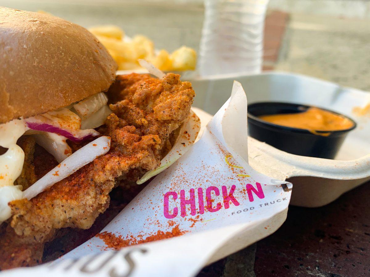The Original Chick N&#8217; sandwich has a satisfyingly crunchy bite accompanied with zesty dipping sauce.