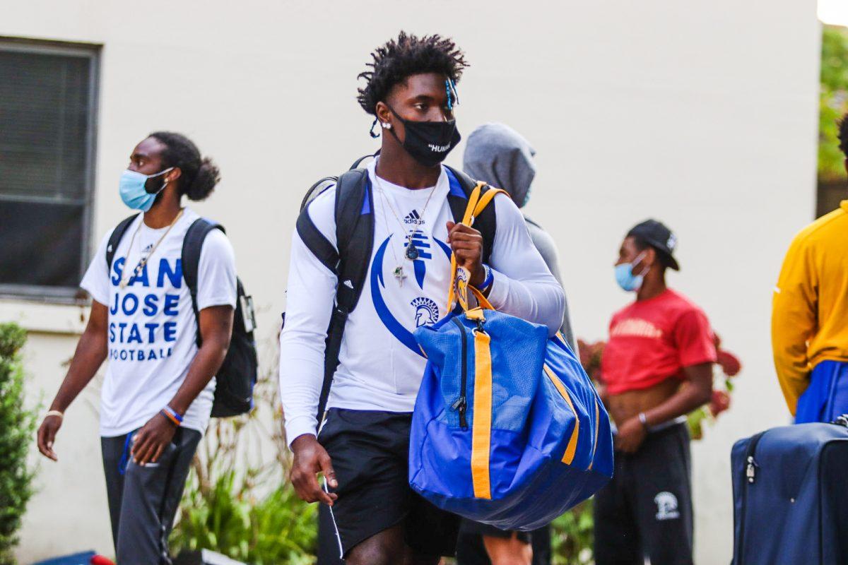 The San Jose State football program arrives at Humboldt State on Oct. 2 to practice for its season starting Oct. 24. Thomas Lal | The Lumberjack