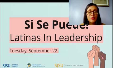Diapositiva en la conferencia con Sandra de Le&#243;n, consejera de carrera y diversidad e incluso l&#237;der de programa