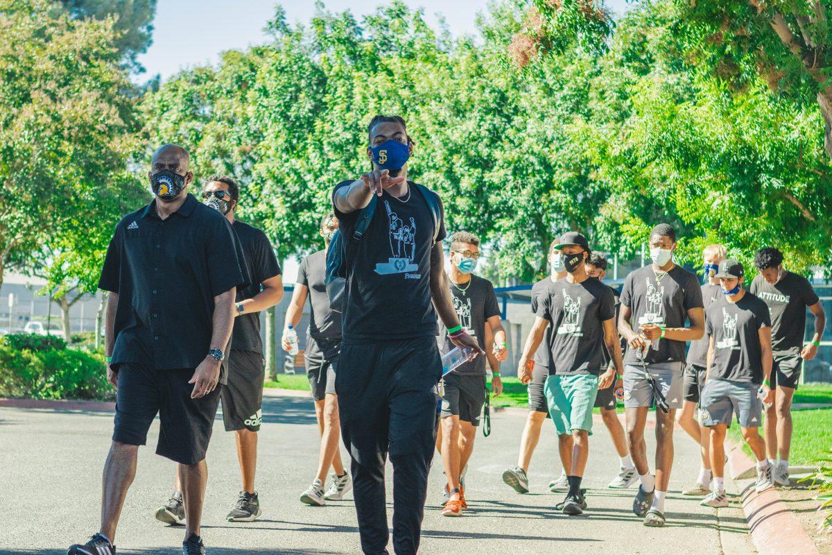 Student-athletes walk to South Campus to participate in the Run For Change event which took place Oct. 18. Photo courtesy of SJSU Athletics.