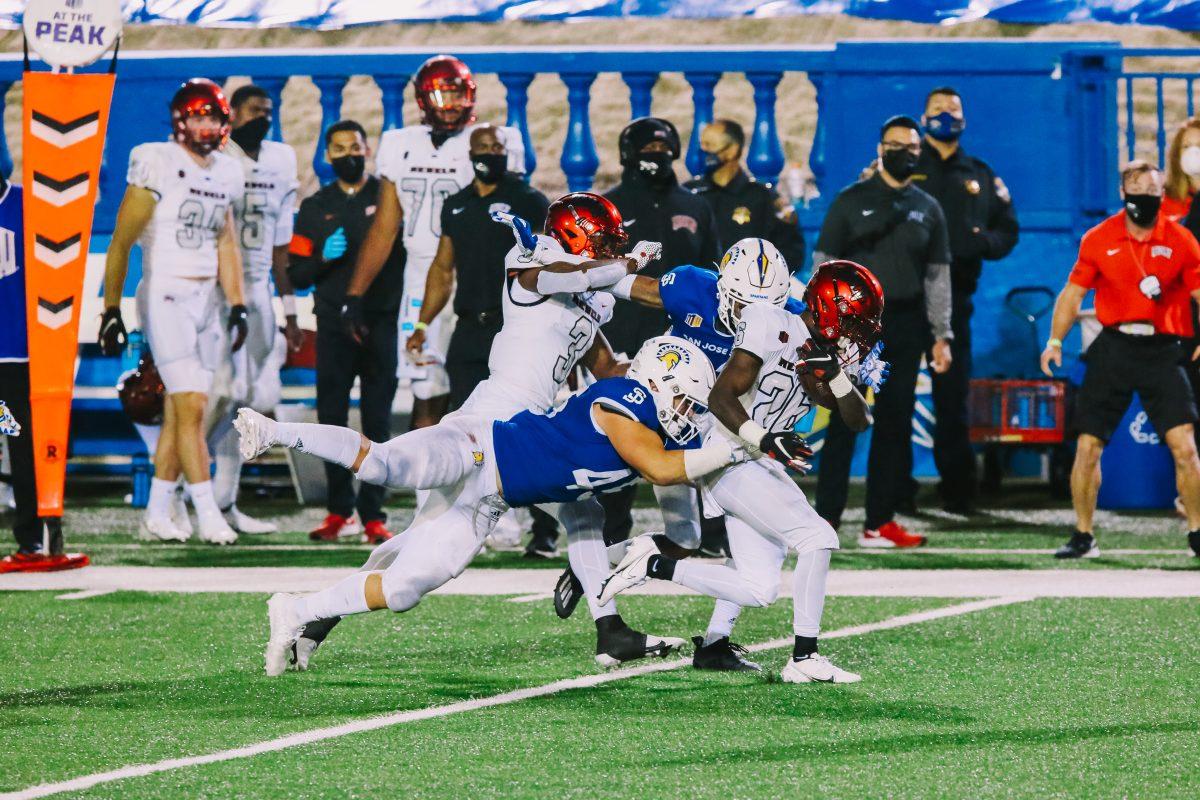 The San Jose State football team&#8217;s undefeated season has been affected by the Santa Clara County public health department&#8217;s new COVID-19 guidelines. Photo courtesy of SJSU Athletics.