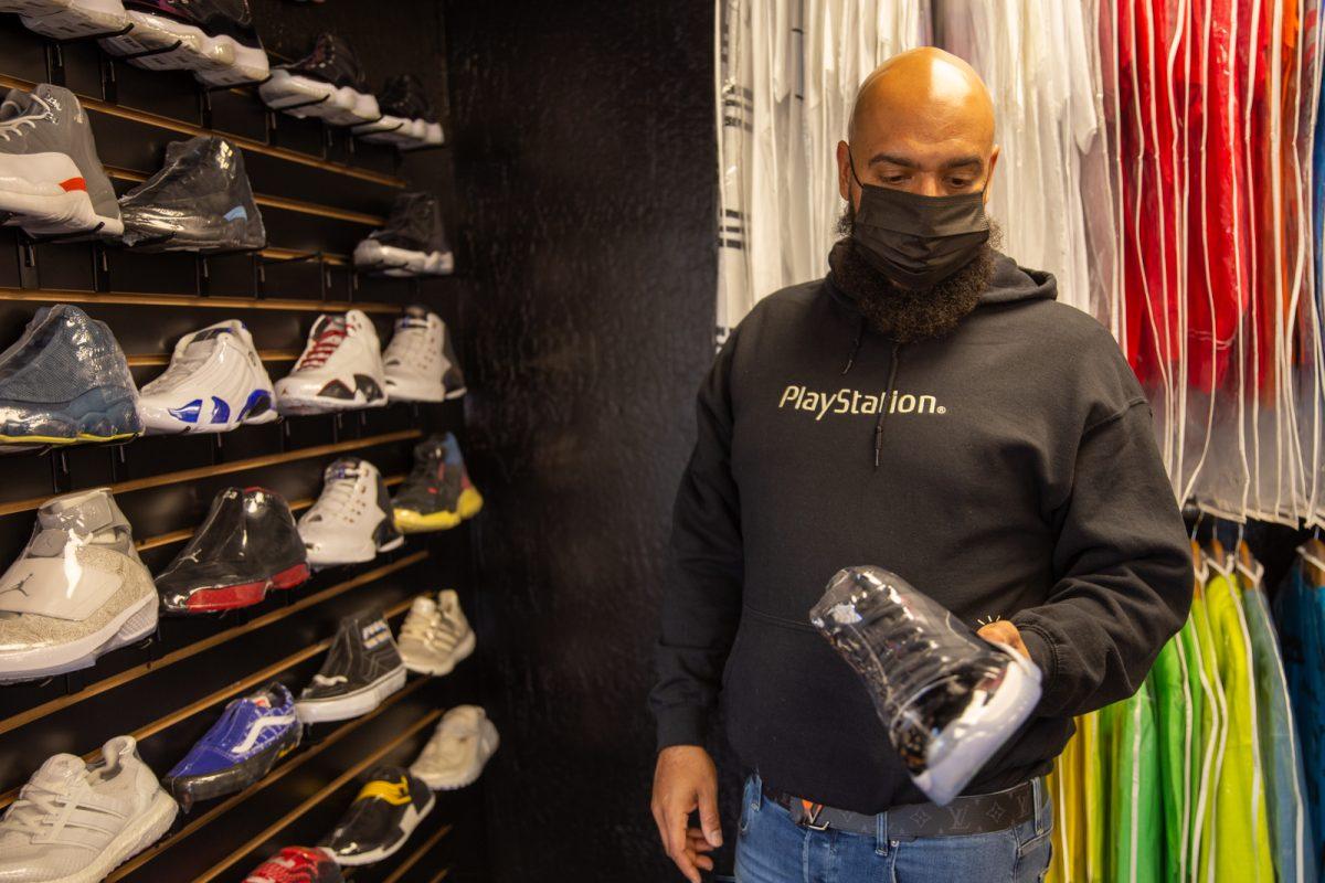  Owner of Kickz inc. Danny Ryan shows his favorite sneaker, the Air Jordan 11 Space Jam on Feb. 19.Yami Sun | Spartan Daily 