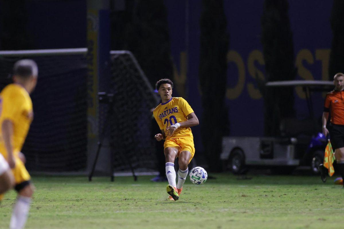 San Jose State junior defender Kameron Bolden scored the Spartans&#8217; only goal Saturday to tie the game 1-1. It was his first goal for SJSU since joining in 2020.