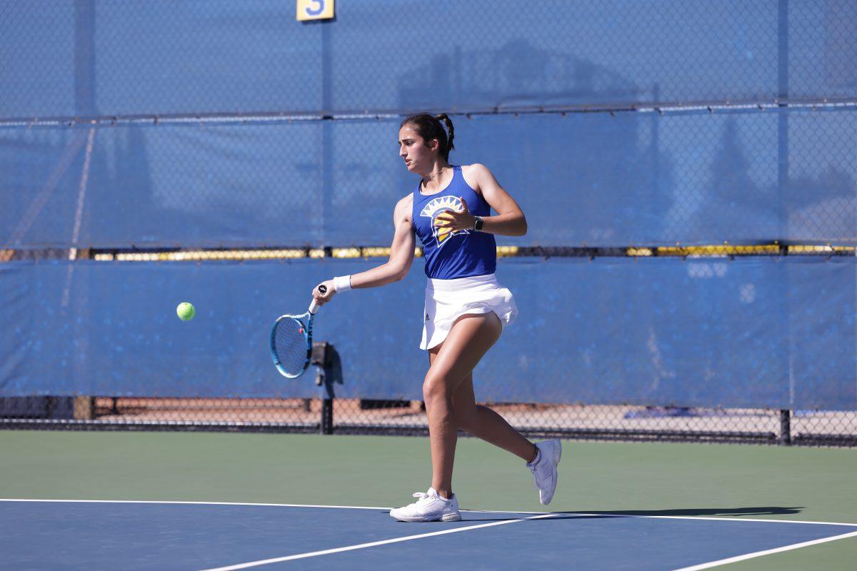 Lara Marco Mas, tennis sophomore from Spain, is a 2021 Mountain West honoree in doubles and has a 3-2 record with partner Savannah Sendar. Photo Courtesy SJSU Athletics 