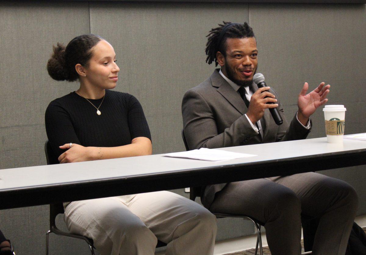 SJSU student experts explain their research findings on vulnerable communities in the Student Union Thursday. Rainier de Fort-Menares | Spartan Daily