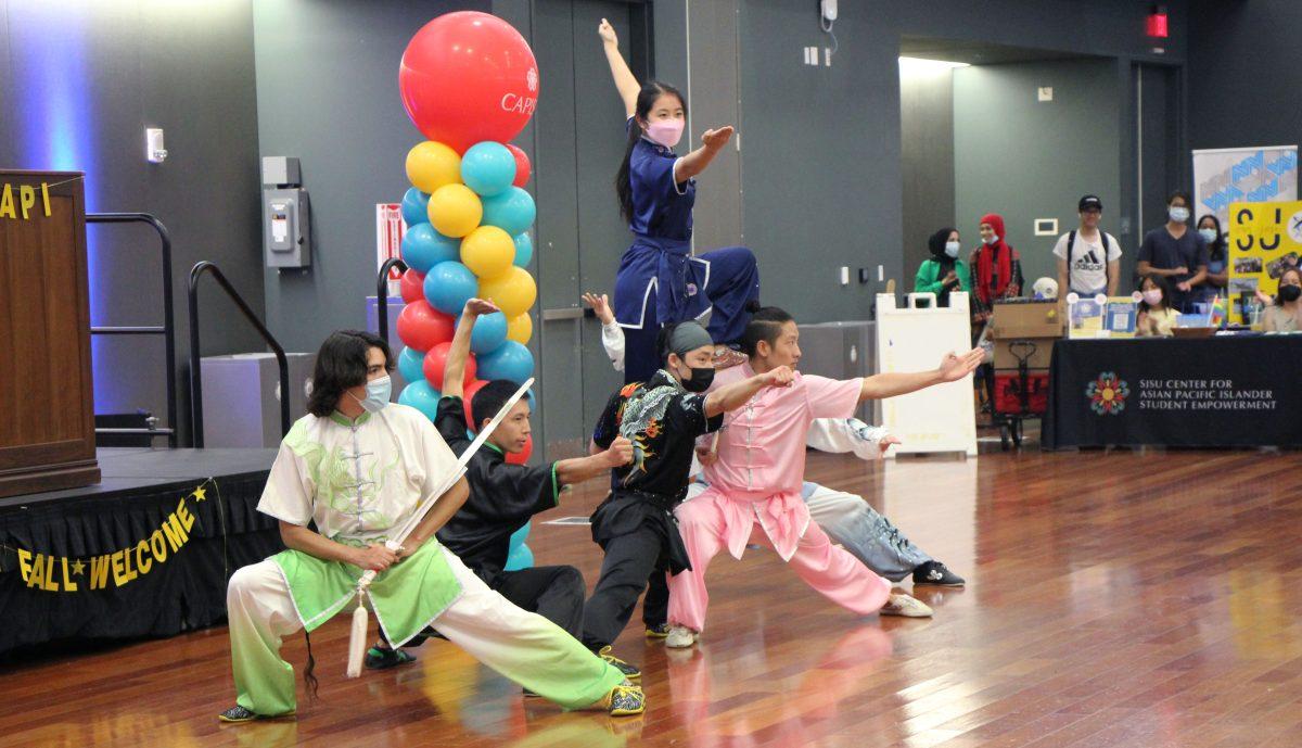 Spartan Wushu, a San Jose State club sport, performs Taolu at the Asian Pacific Islander Fall Welcome in the Student Union Ballroom last semester.