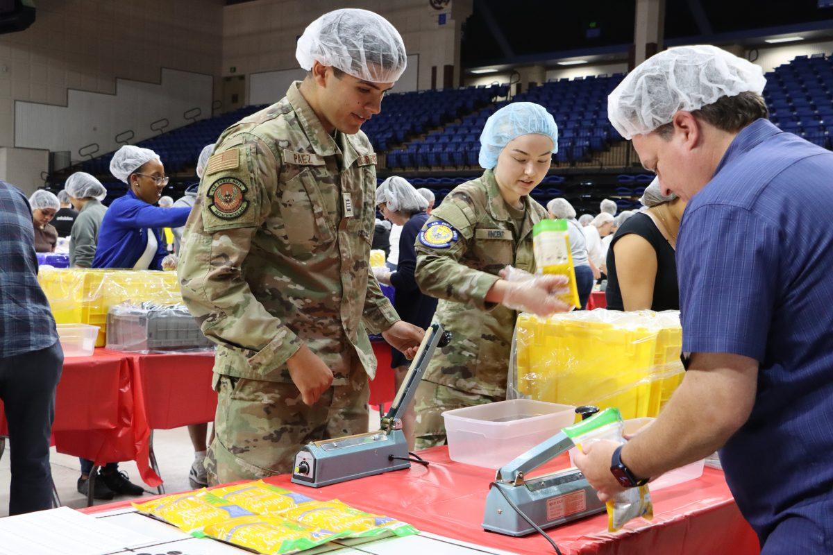 Spartans, ROTC distribute food