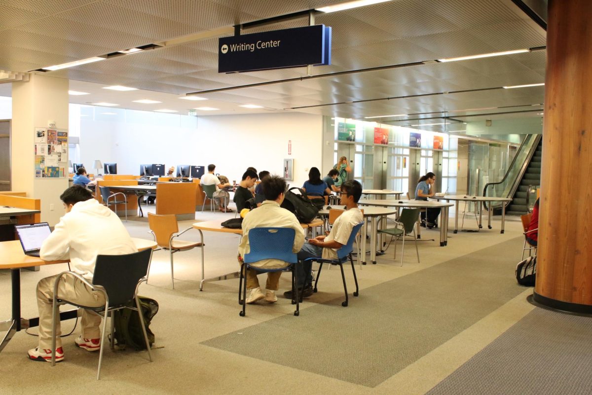 Students sit and study in the Dr. Martin Luther King, Jr. Library at the San José State campus which has nine stories for both the community and students to utilize.