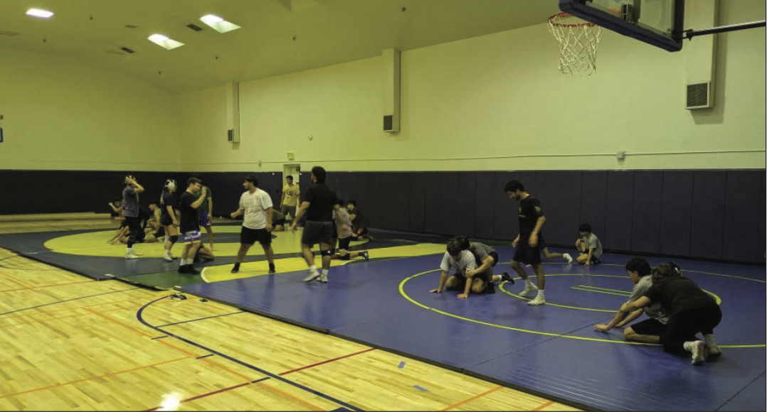 SJSU wrestling team goes through sparring techniques during practice together to prepare for the upcoming season.