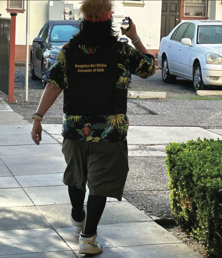 A Boogaloo movement member was seen on 6th and San Fernando street on Friday.