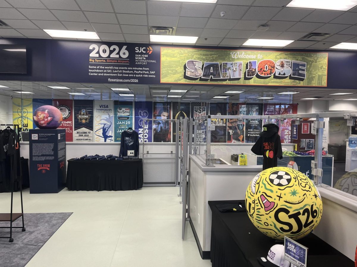 The inside of the Locker Room Visitor Center and Sports Merchandise store stocked with local and national sports information.