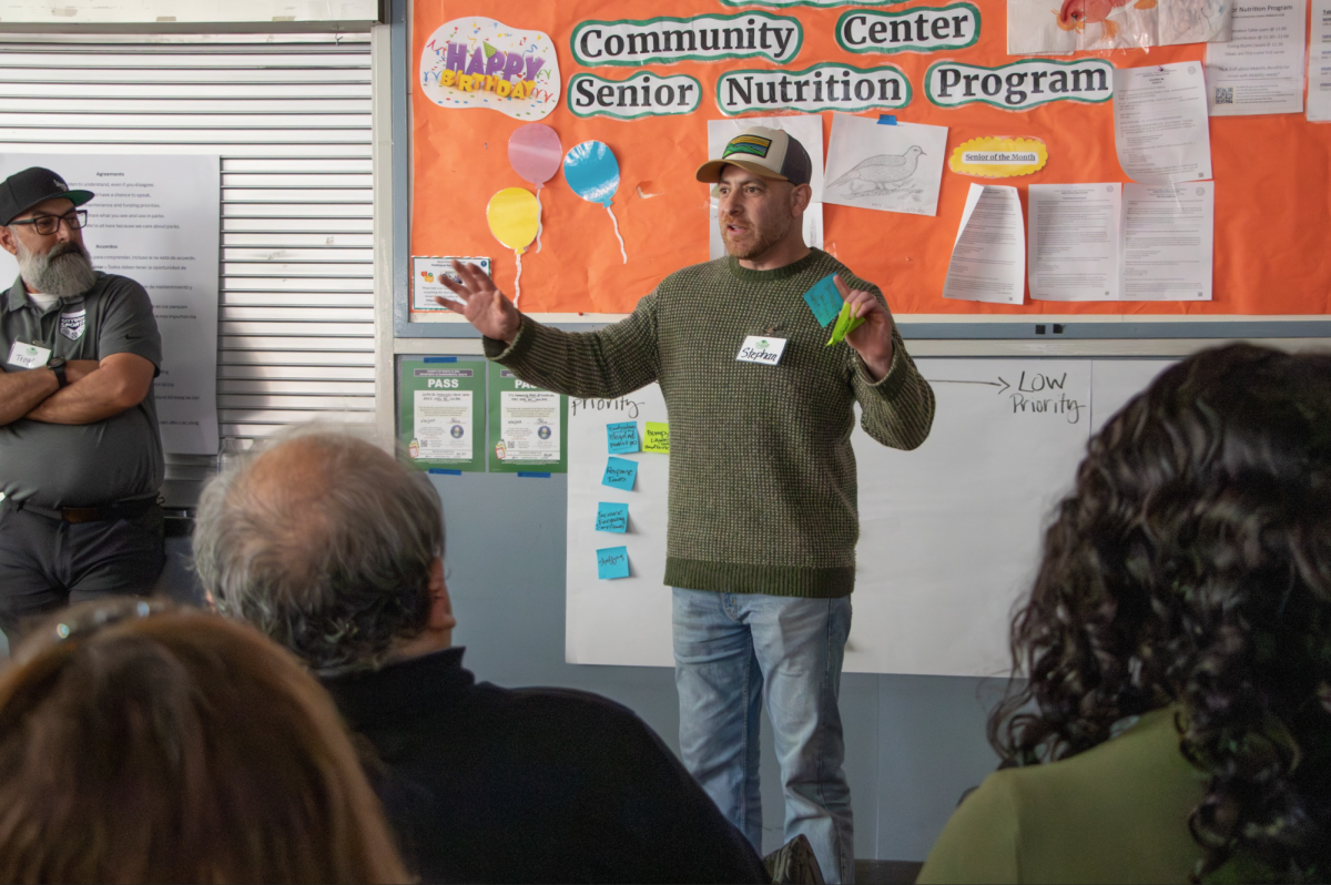 Stephan Garaffo, parks manager for the City of San José, gathers resident feedback during a neighborhood forum at the Southside Community Center on Saturday, Jan. 31.