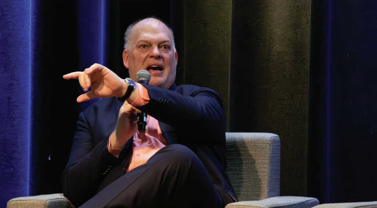 Athletics Director Jeff Konya answers questions during an Athletics Budget Town Hall in the Student Union Theater on Thursday, Feb. 5.