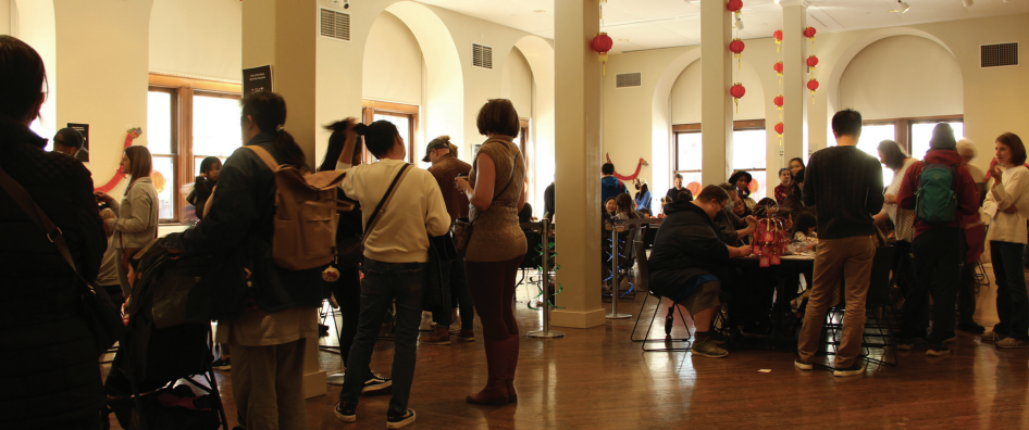 Attendees participate in activities at the San José Museum of Art Community Day Lunar New Year event.
