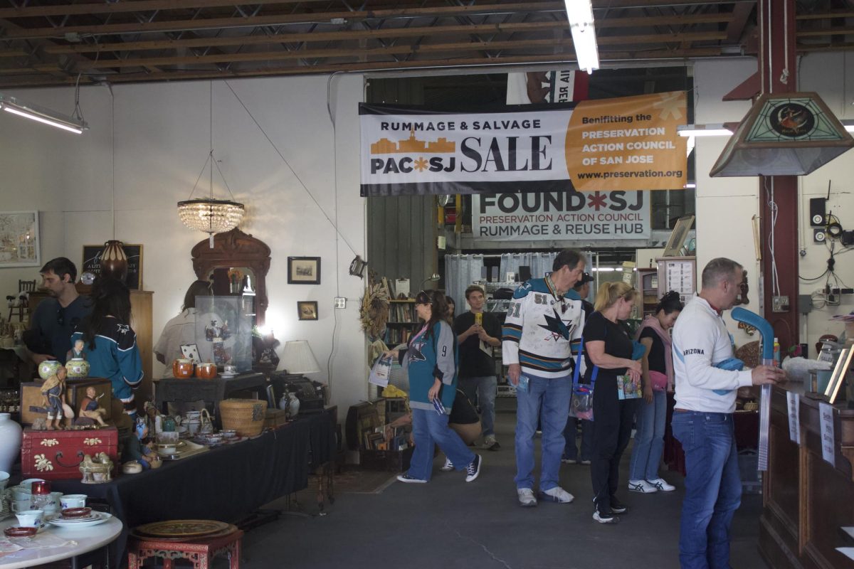 Shoppers and Sharks game attendees from the SAP Center, browse Found SJ’s
selection of furniture, house decorations and smaller household appliances.