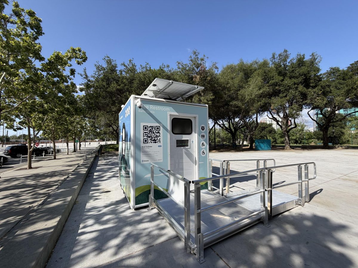 The Throne bathroom can be found at the Guadalupe River Park near the SAP Center.