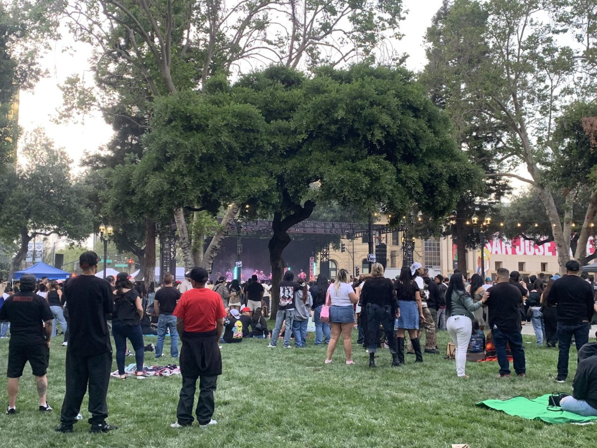 Crowds gather for the rapper Baby Bash during the Purple Lotus and Music in the Park 420 festival on Sunday.