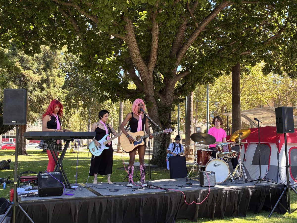 Marcelle & the Heartbreak Kids perform different songs for a live audience at the SJ People's Pride event on Saturday.